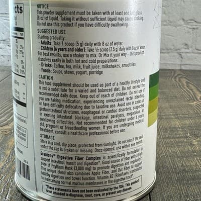 Granions Digestive Fiber Complex Powder - Psyllium Apple Oat - Unflavored 60 ser - Thumbnail 9