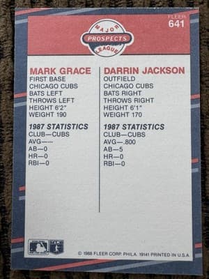 Mark Grace 5 Rookie And Minor League Baseball Cards Lot Chicago Cubs 1988 - Thumbnail 11
