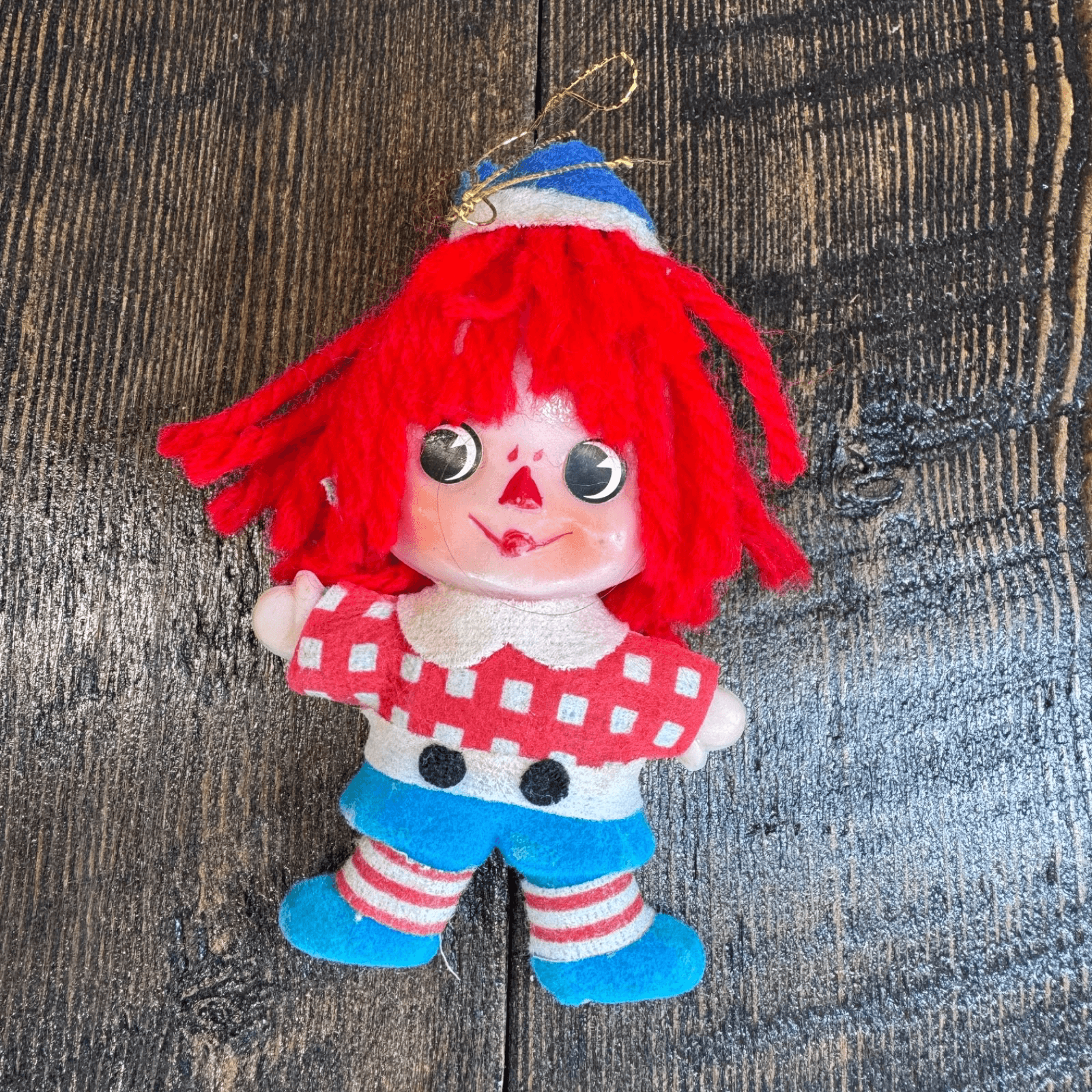 Vintage Christmas Holiday Tree Ornament - Raggedy Andy with Red Hair