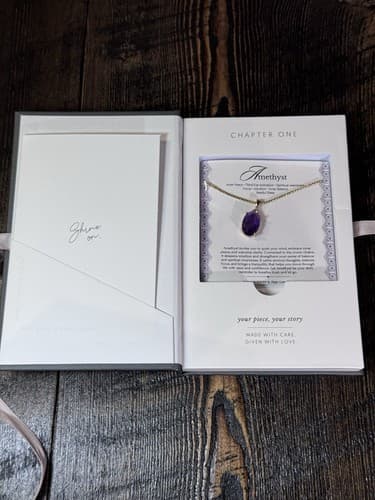 Amethyst 18k Gold Plated Necklace February Birthday Pendant 20” Adjustable Chain - Thumbnail 4