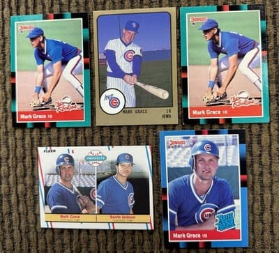 Mark Grace 5 Rookie And Minor League Baseball Cards Lot Chicago Cubs 1988