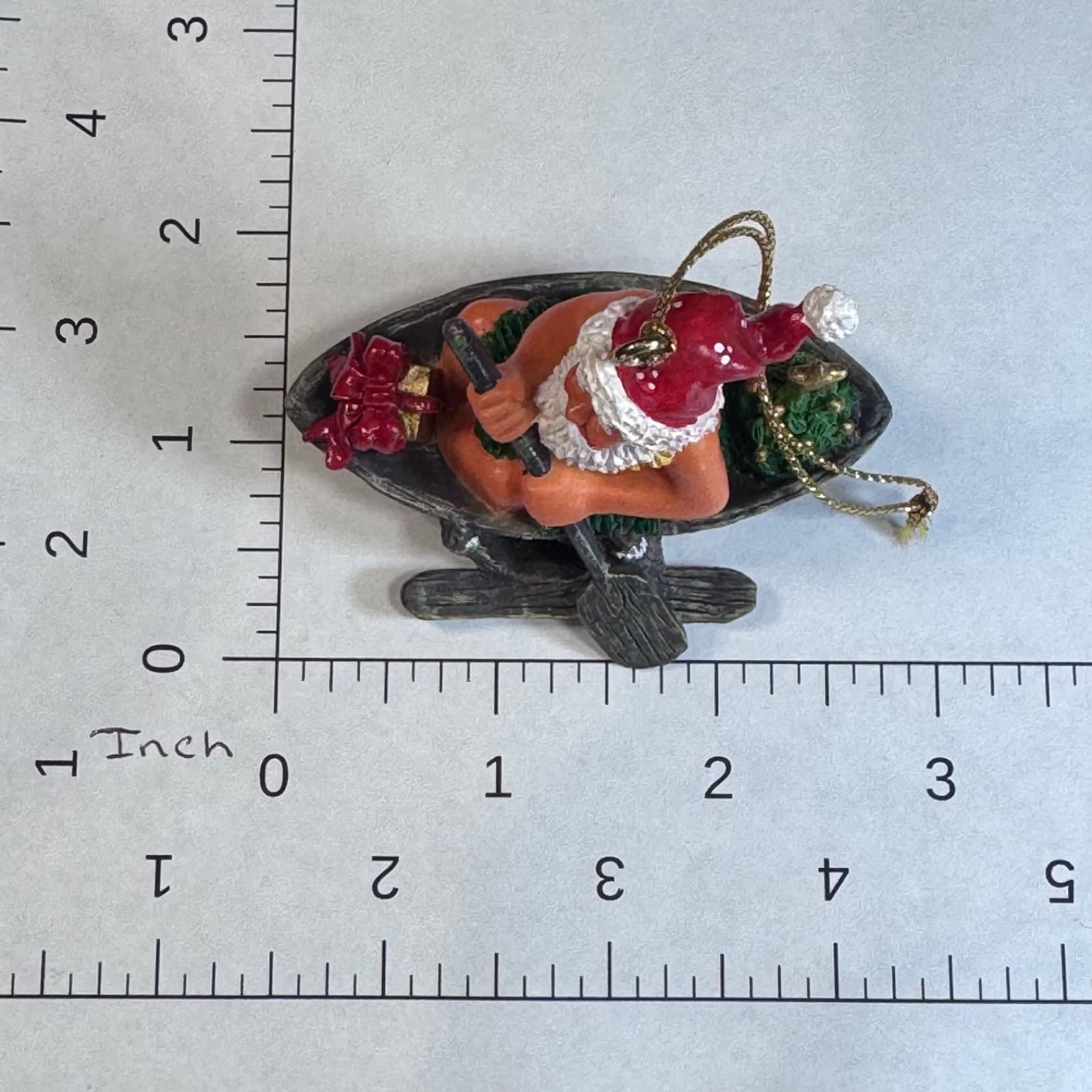 Vintage Christmas Holiday Tree Ornament - Hawaii Santa Claus in Canoe - Thumbnail 6