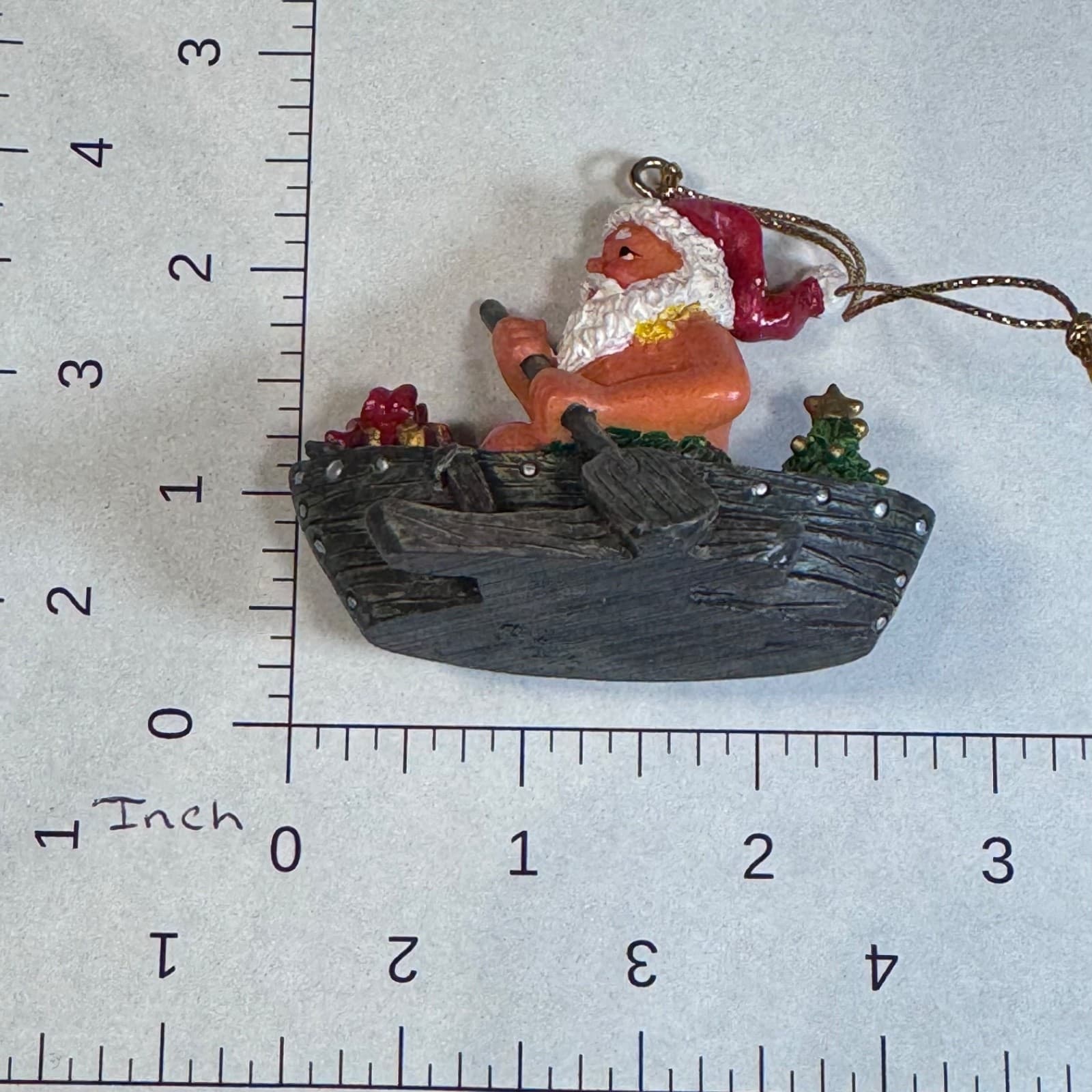 Vintage Christmas Holiday Tree Ornament - Hawaii Santa Claus in Canoe - Thumbnail 5