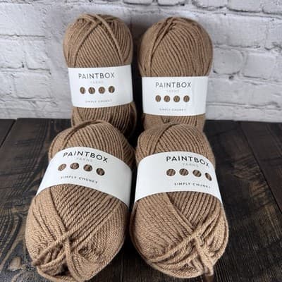 4x Paintbox Yarn Simply Chunky Skein -Color 309 Soft Fudge 100% - Acrylic 148yd