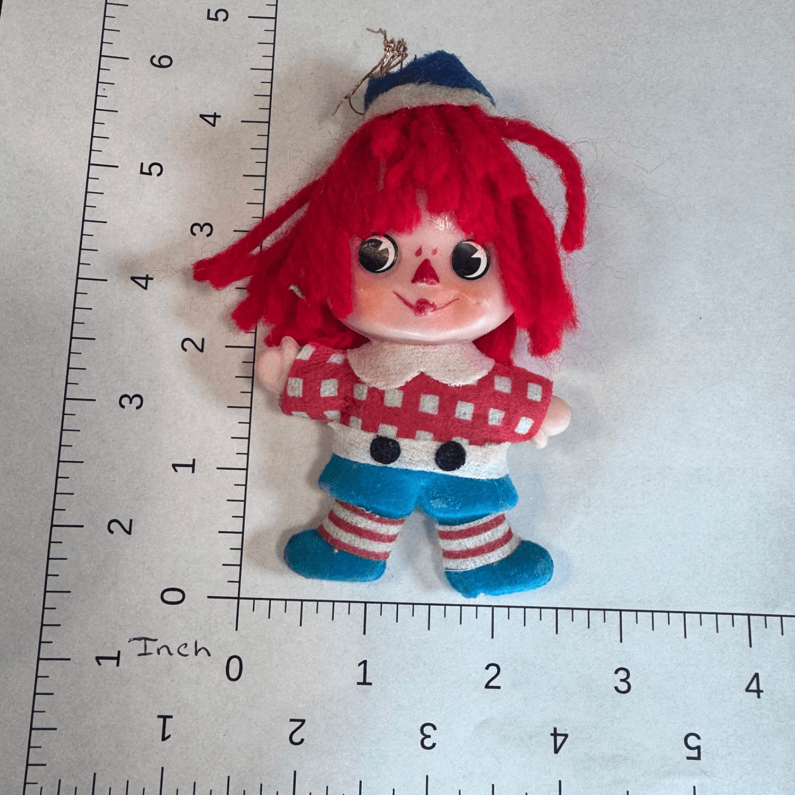 Vintage Christmas Holiday Tree Ornament - Raggedy Andy with Red Hair - Thumbnail 3