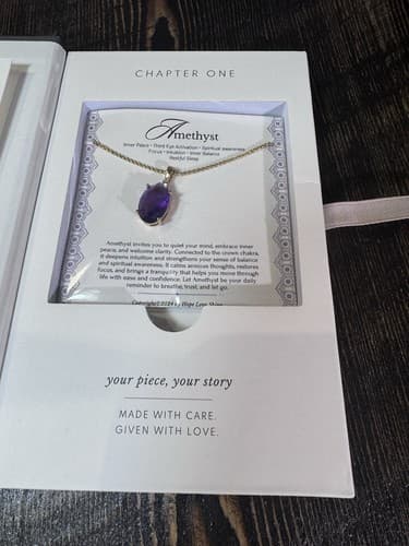 Amethyst 18k Gold Plated Necklace February Birthday Pendant 20” Adjustable Chain - Thumbnail 2