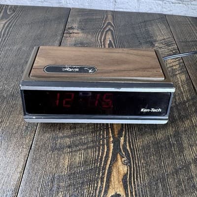 Vintage Ken-Tech Digital Alarm Clock, Model T-2096A, Wood Grain Red LED - Thumbnail 13