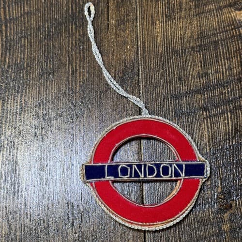 Vintage London Underground Zardozi Embroidery Ornament Holiday Christmas