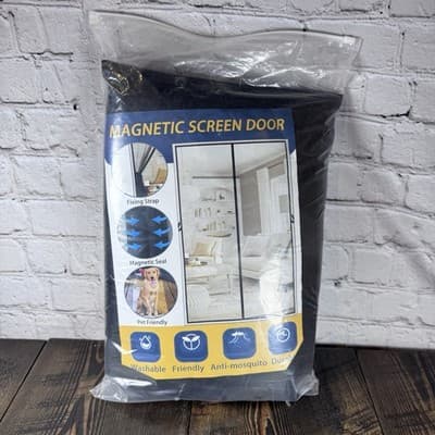 Magnetic Screen Door Middle Open 72 x 96 Inch Black - Sliding Or French Door