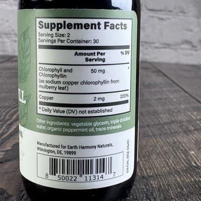 Earth Harmony Liquid Chlorophyll Drops For Digestive Detox & Skin Health 2 fl oz - Thumbnail 3
