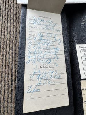 Vintage WWII Era US Army Honorable Discharge Papers & Records, W/Leather Folder - Thumbnail 16