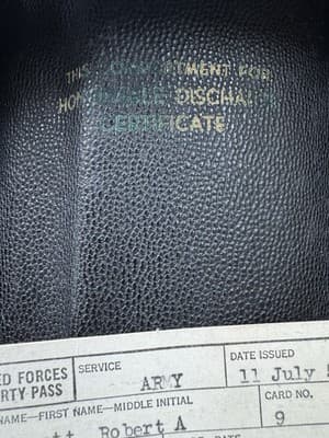 Vintage WWII Era US Army Honorable Discharge Papers & Records, W/Leather Folder - Thumbnail 14