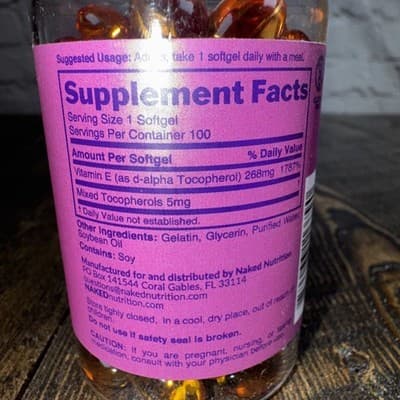 Naked Vitamin E 400 IU – Natural E Supplement 100 softgels - Thumbnail 3