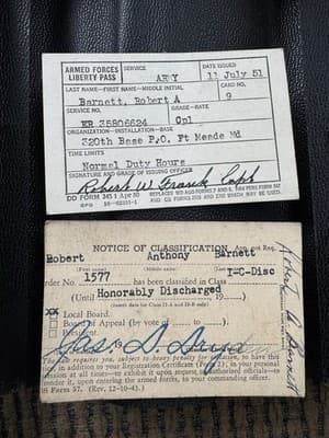 Vintage WWII Era US Army Honorable Discharge Papers & Records, W/Leather Folder - Thumbnail 13