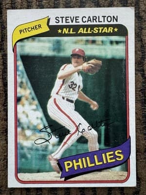 1974-1987 Topps lot of 6 STEVE CARLTON Baseball Cards. Philadelphia Phillies. - Thumbnail 4