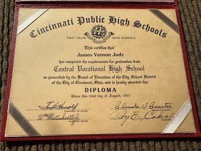 Original Cincinnati Public High School Diploma 1947 Central Vocational School - Thumbnail 4