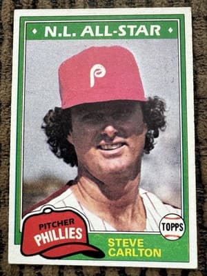 1974-1987 Topps lot of 6 STEVE CARLTON Baseball Cards. Philadelphia Phillies. - Thumbnail 12