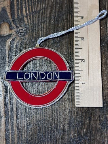 Vintage London Underground Zardozi Embroidery Ornament Holiday Christmas - Thumbnail 4