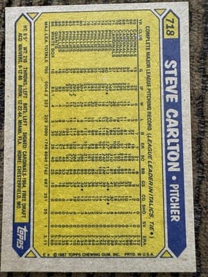 1974-1987 Topps lot of 6 STEVE CARLTON Baseball Cards. Philadelphia Phillies. - Thumbnail 11