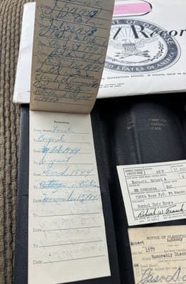 Vintage WWII Era US Army Honorable Discharge Papers & Records, W/Leather Folder - Thumbnail 17