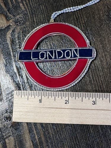 Vintage London Underground Zardozi Embroidery Ornament Holiday Christmas - Thumbnail 5