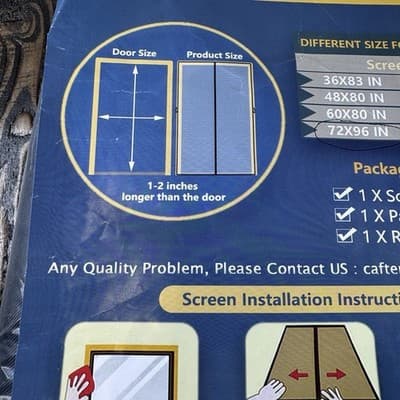 Magnetic Screen Door Middle Open 72 x 96 Inch Black - Sliding Or French Door - Thumbnail 7
