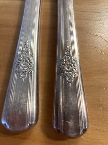 VTG Carver Set Stainless Utensils Cutlery 2 Piece Meat Fork Knife Floral - Thumbnail 4