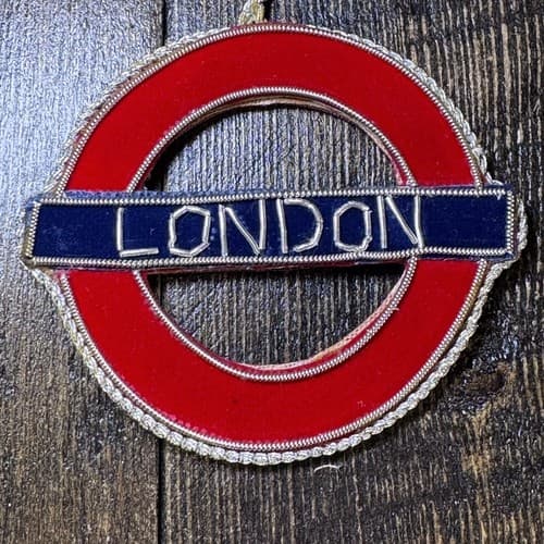 Vintage London Underground Zardozi Embroidery Ornament Holiday Christmas - Thumbnail 3