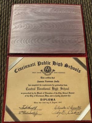 Original Cincinnati Public High School Diploma 1947 Central Vocational School - Thumbnail 3