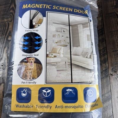 Magnetic Screen Door Middle Open 72 x 96 Inch Black - Sliding Or French Door - Thumbnail 4