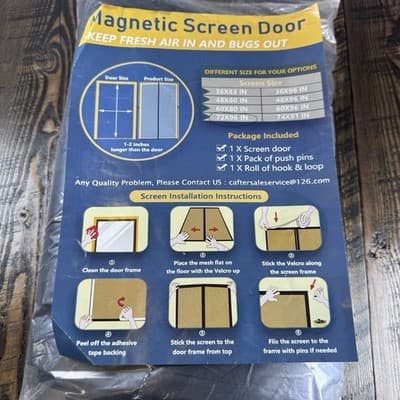 Magnetic Screen Door Middle Open 72 x 96 Inch Black - Sliding Or French Door - Thumbnail 5
