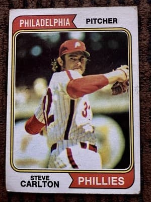 1974-1987 Topps lot of 6 STEVE CARLTON Baseball Cards. Philadelphia Phillies. - Thumbnail 2