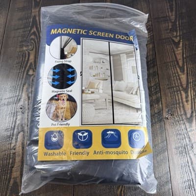 Magnetic Screen Door Middle Open 72 x 96 Inch Black - Sliding Or French Door - Thumbnail 3