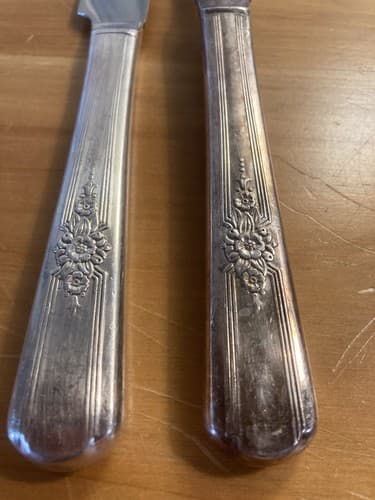 VTG Carver Set Stainless Utensils Cutlery 2 Piece Meat Fork Knife Floral - Thumbnail 5