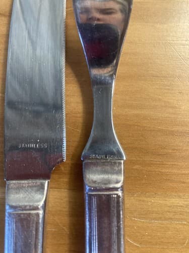 VTG Carver Set Stainless Utensils Cutlery 2 Piece Meat Fork Knife Floral - Thumbnail 3