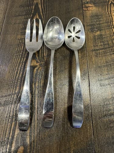 Utensil Serving Set 3 Piece Set Slotted Spoon Fork 18/10 Stainless Steel