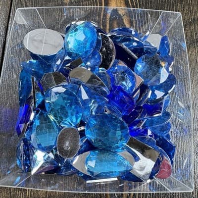 LOT Assorted Size Acrylic Faceted Gems Jewels Rhinestones -Faux - Flat Back - Thumbnail 5