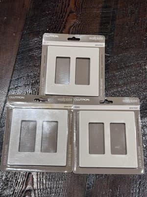 3 - Lutron Claro Wall Plate Gloss Light Almond CW-2B-LA No Visible Screws 2 Gang