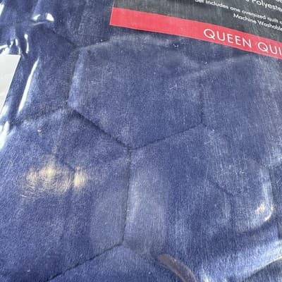 Tribeca Living Lugano Queen Oversized Quilt Sham Set Indigo - 3 Piece - Washable - Thumbnail 5