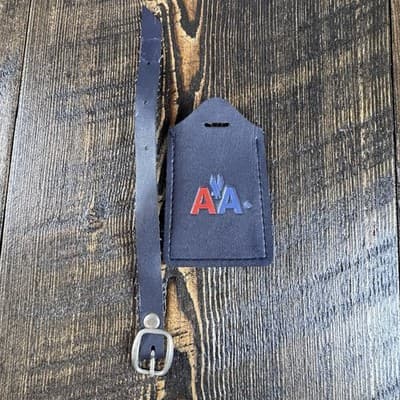 VTG American Airlines Navy Blue Bag Luggage Tag Identification Holder AA Logo - Thumbnail 2