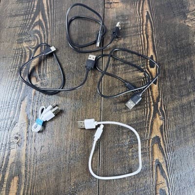 Lot Of 5 Type USB-C to USB-A Cable Cord - Short Lengths - Black - White