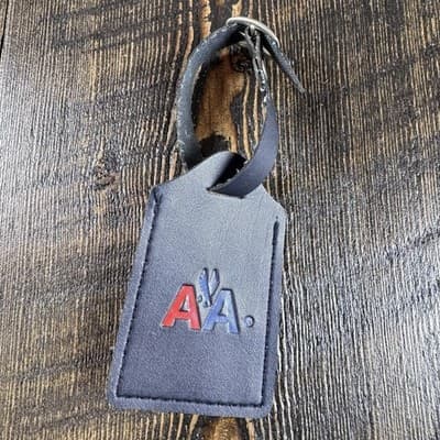 VTG American Airlines Navy Blue Bag Luggage Tag Identification Holder AA Logo