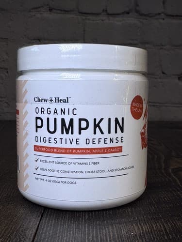 Organic Pumpkin Digestive Defense for Dogs Vitamins Fiber EXPIRES 11/2026