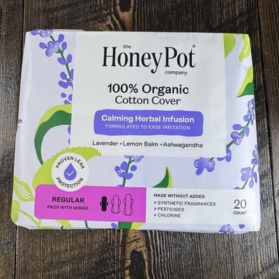 The Honey Pot Company Regular Pads with Wings Herbal Infused - 20 pack
