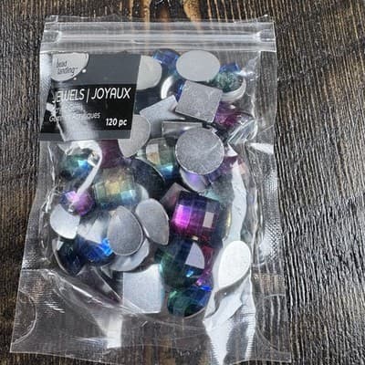 LOT Assorted Size Acrylic Faceted Gems Jewels Rhinestones -Faux - Flat Back - Thumbnail 9