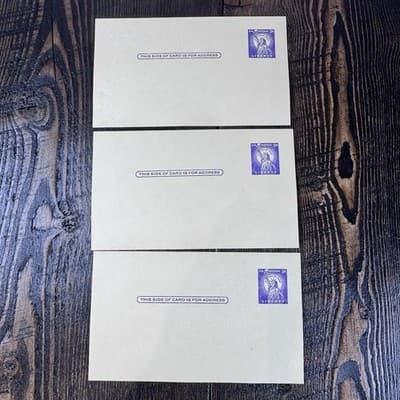 5 USPS Unused VTG 1954 3¢ Statue of Liberty & 2 Lincoln 1968 5¢ Stamp Postcards - Thumbnail 8