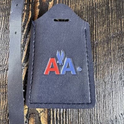 VTG American Airlines Navy Blue Bag Luggage Tag Identification Holder AA Logo - Thumbnail 3