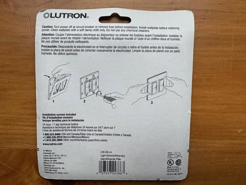 3 - Lutron Claro Wall Plate Gloss Light Almond CW-2B-LA No Visible Screws 2 Gang - Thumbnail 4