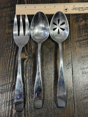 Utensil Serving Set 3 Piece Set Slotted Spoon Fork 18/10 Stainless Steel - Thumbnail 6