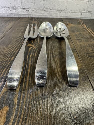 Utensil Serving Set 3 Piece Set Slotted Spoon Fork 18/10 Stainless Steel - Thumbnail 2